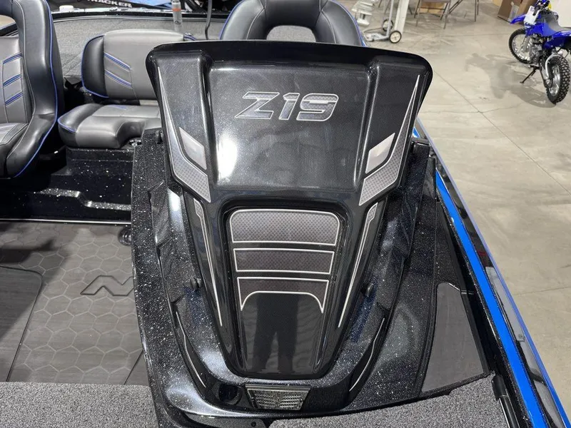 Slide: The Image of 2022 Nitro Z19 Pro boat interior with sleek black design and comfortable seating. - 42