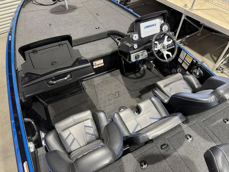 Slide: The Image of Interior of 2022 Nitro Z19 Pro boat with modern seating and navigation system. - 48