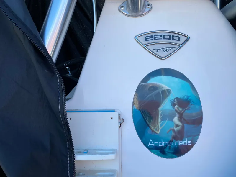 Slide: The Image of 2016 Tidewater 2200 Carolina Bay boat with Andromeda graphic sticker. - 12