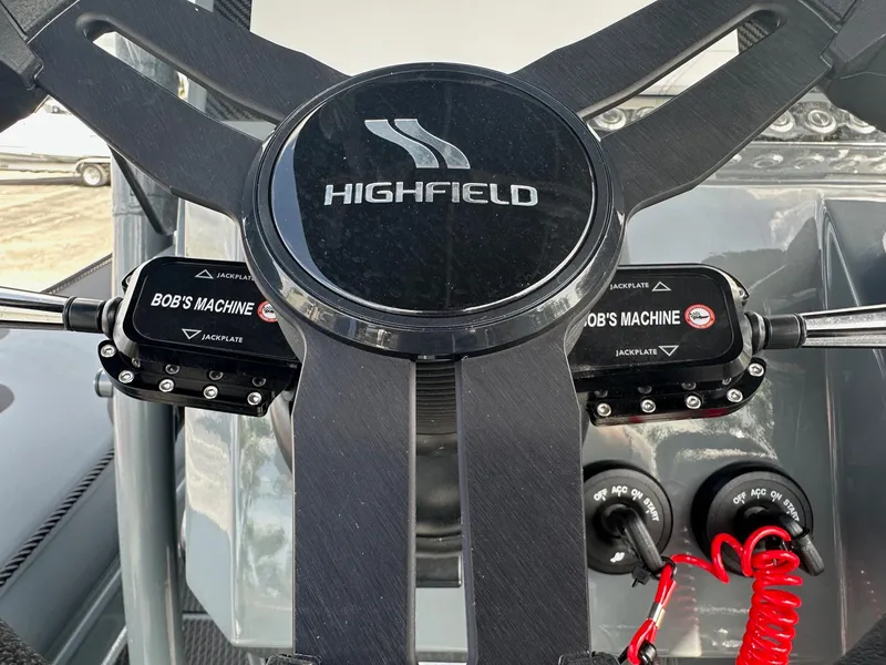 Slide: The Image of 2024 Highfield Patrol 860 steering wheel with control panel and Bob's Machine components. - 18
