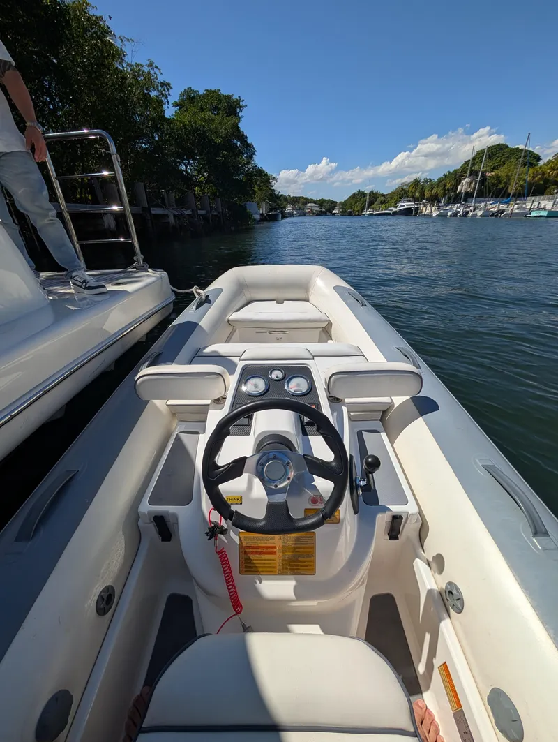 Slide: The Image of 2020 Williams Jet Tenders Turbojet 325 on a serene waterway, clear sky, lush greenery. - 13