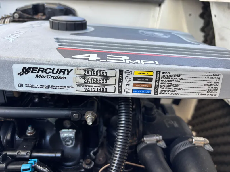 Slide: The Image of Mercury MerCruiser engine label on a 2014 Sea Ray 205 Sport boat. - 20