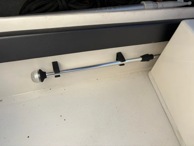 Slide: The Image of 2014 Sea Ray 205 Sport interior detail with mounted metal rod. - 30