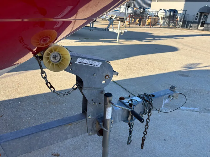 Slide: The Image of 2014 Sea Ray 205 Sport boat trailer hitch with winch and chain. - 42