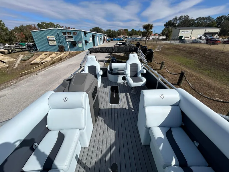 Slide: The Image of Armada Drakkar K-23SB 3T 2025 boat with spacious seating and modern design. - 6