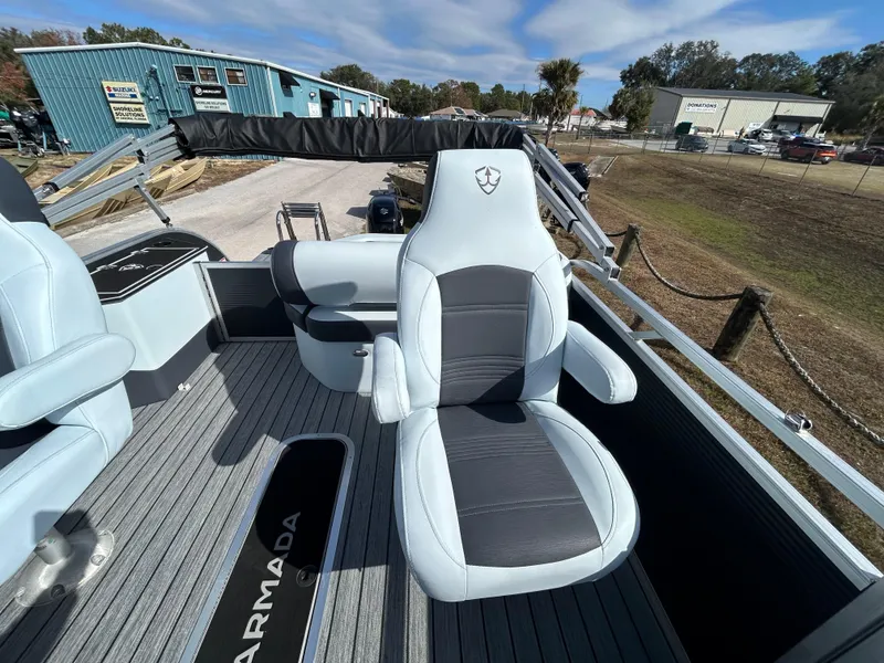 Slide: The Image of Armada Drakkar K-23SB 3T boat interior with modern seating, 2025 model. - 9