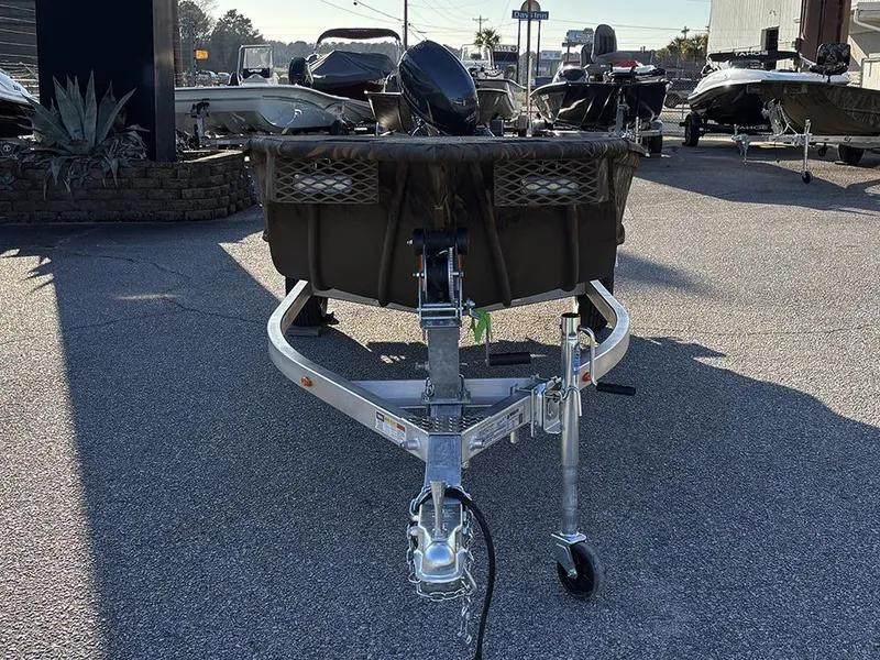 Slide: The Image of 2025 G3 Gator Tough 16 FL boat on trailer in outdoor lot. - 4