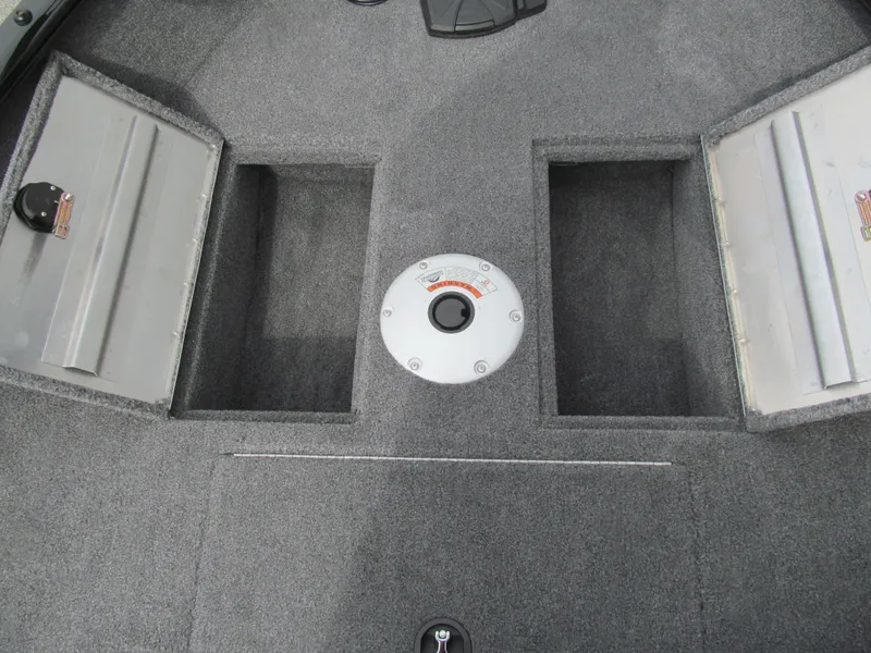 Slide: The Image of 2024 Tracker Super Guide V-16 SC boat interior storage compartments. - 9