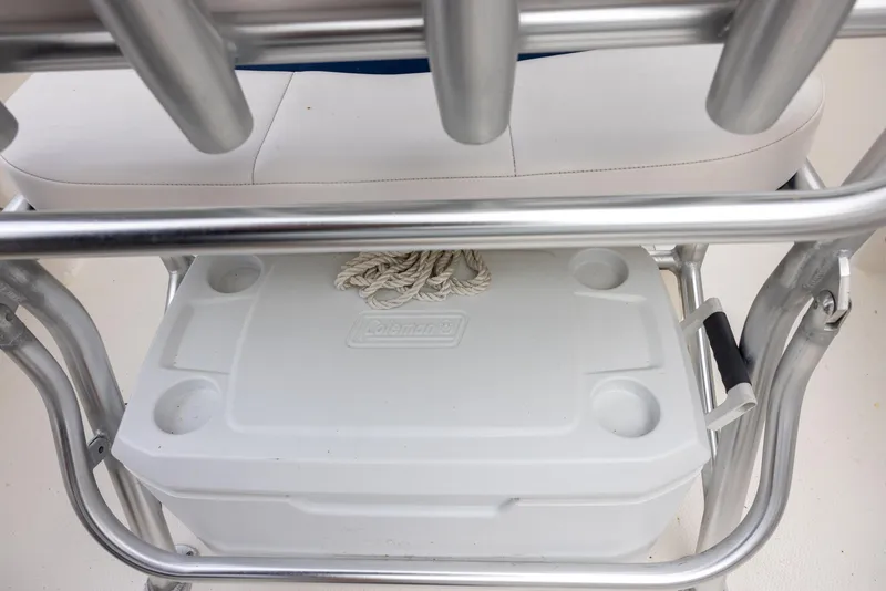 Slide: The Image of 2019 Robalo R180 Center Console boat with cooler and seating. - 14