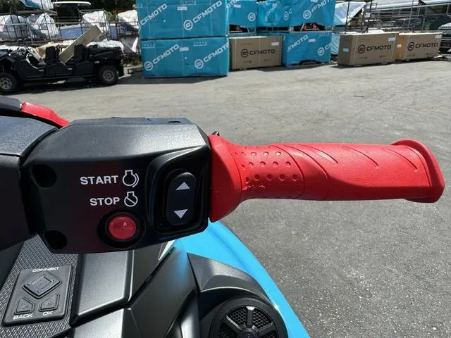 Slide: The Image of Close-up of 2024 Yamaha Waverunner VX Deluxe handlebar with start/stop controls. - 12