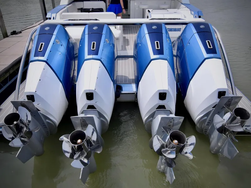 Slide: The Image of 2023 Formula 500 Super Sport Crossover with four powerful outboard engines. - 12