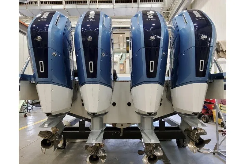 Slide: The Image of 2023 Formula 500 Super Sport Crossover with four powerful outboard engines. - 38