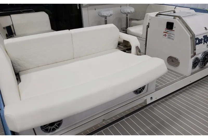 Slide: The Image of 2023 Formula 500 Super Sport Crossover interior with white seating and modern design. - 44