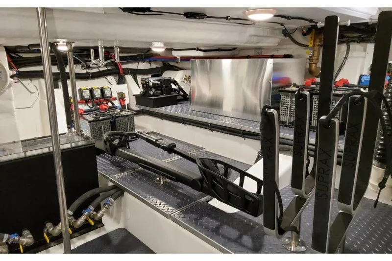 Slide: The Image of Engine room of 2023 Formula 500 Super Sport Crossover with advanced equipment and wiring. - 79