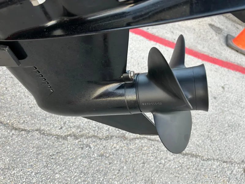 Slide: The Image of 2019 Tracker Pro 160 boat propeller on asphalt background. - 17