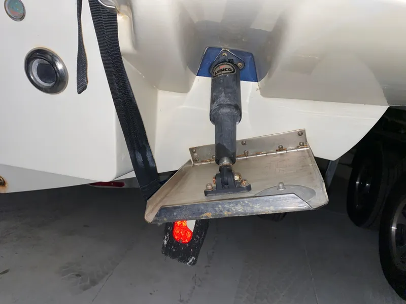 Slide: The Image of 2011 Scout 222 Sportfish trim tab and transom detail. - 8