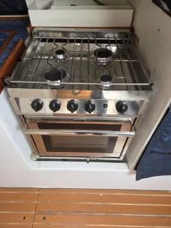 Slide: The Image of Stainless steel stove and oven in Dencho Marine Kernan 68 yacht kitchen, 2005 model. - 29