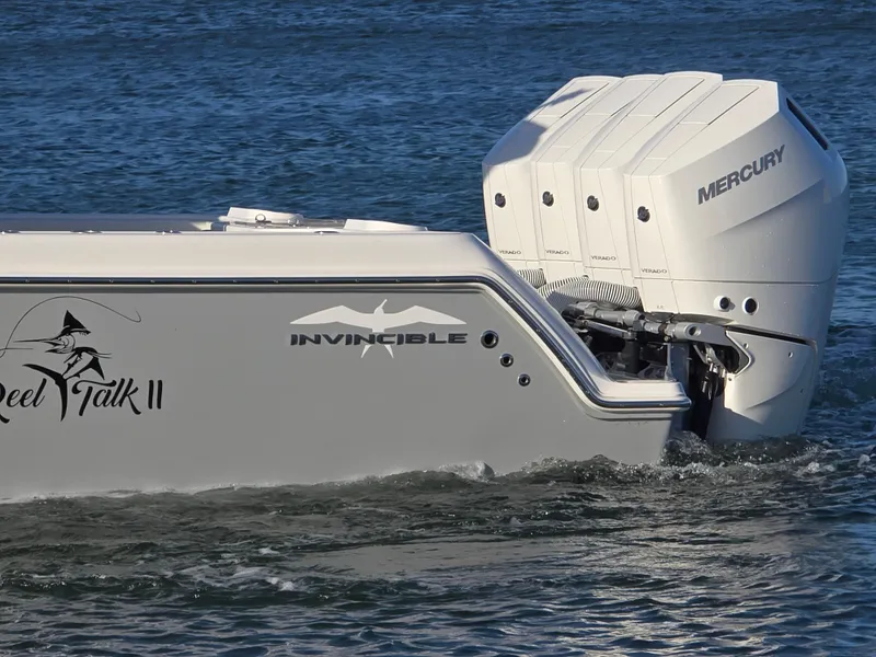 Slide: The Image of 2024 Invincible 43 Open Fisherman boat with Mercury engines on the water. - 29