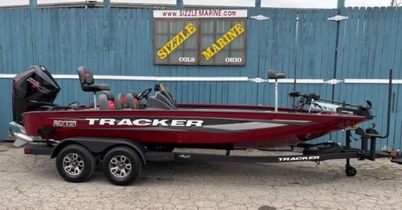 The Image of 2025 Tracker Savage 215 boat in red, parked at Sizzle Marine, Ohio. - 0