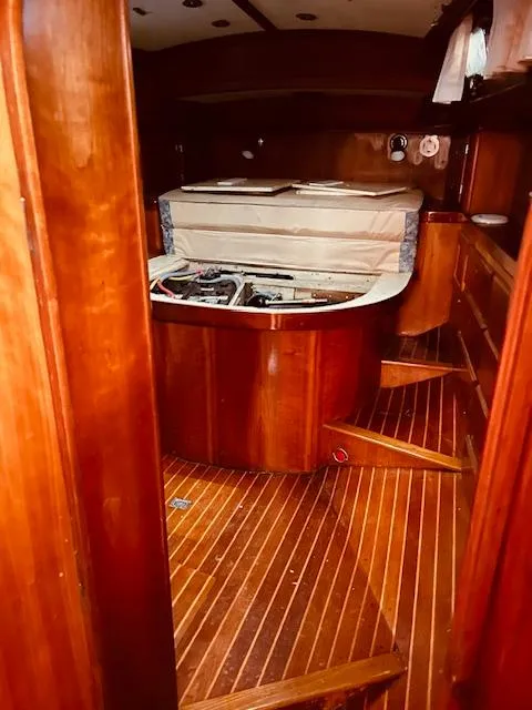Slide: The Image of Interior of 1990 Bristol 47.7 yacht with wooden cabinetry and flooring. - 21
