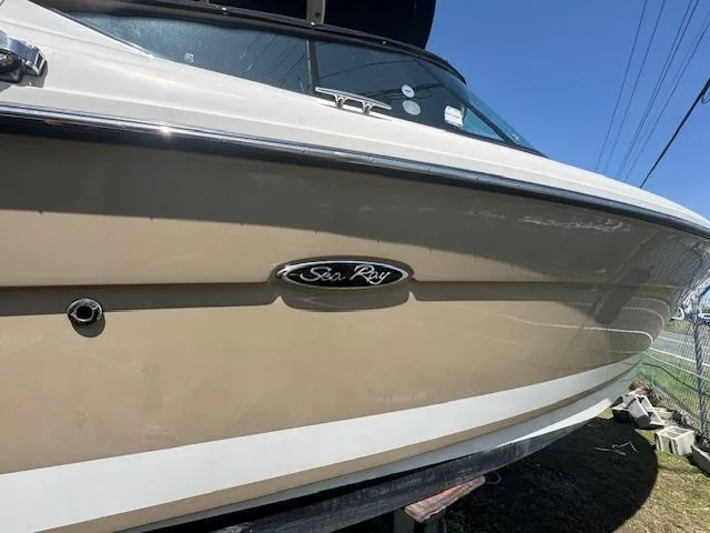 Slide: The Image of 2015 Sea Ray 270 SLX boat, beige hull, close-up view. - 2
