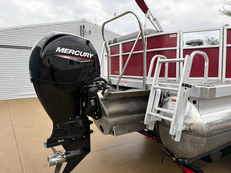 Slide: The Image of 2020 Bennington 22 SLX pontoon boat with Mercury outboard motor and aluminum ladder. - 9