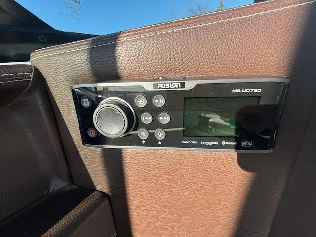 Slide: The Image of Fusion MS-UD750 stereo system on 2016 Regal 2800 Bowrider boat, brown interior. - 29