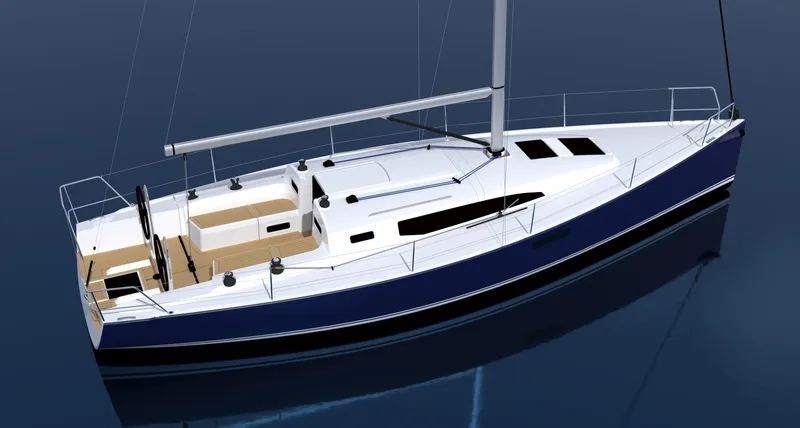 Slide: The Image of 2026 J Boats J/36 sailboat on calm water, sleek design, and modern features. - 19