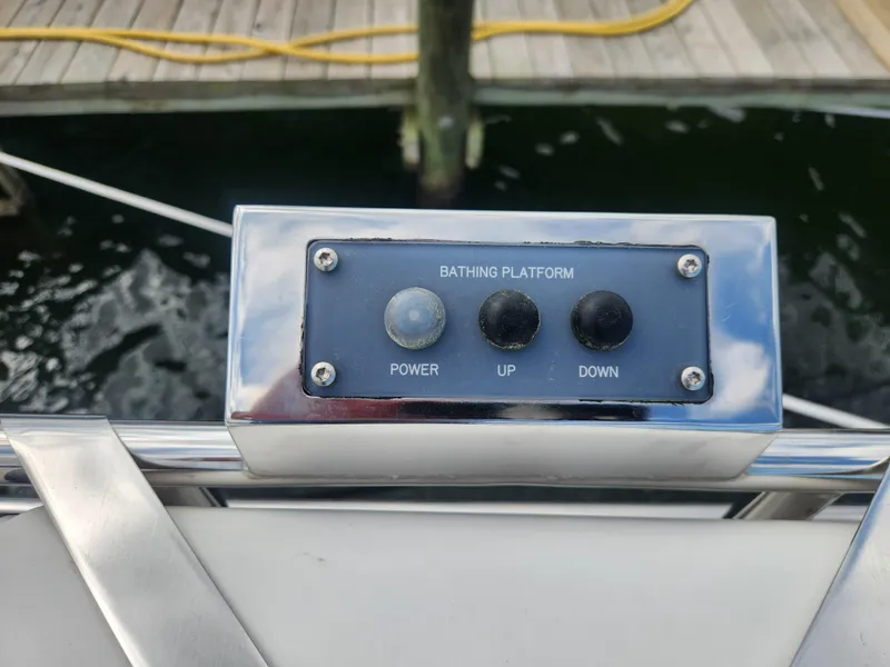 Slide: The Image of Control panel for bathing platform on 2023 Hallberg-Rassy 57 yacht. - 45