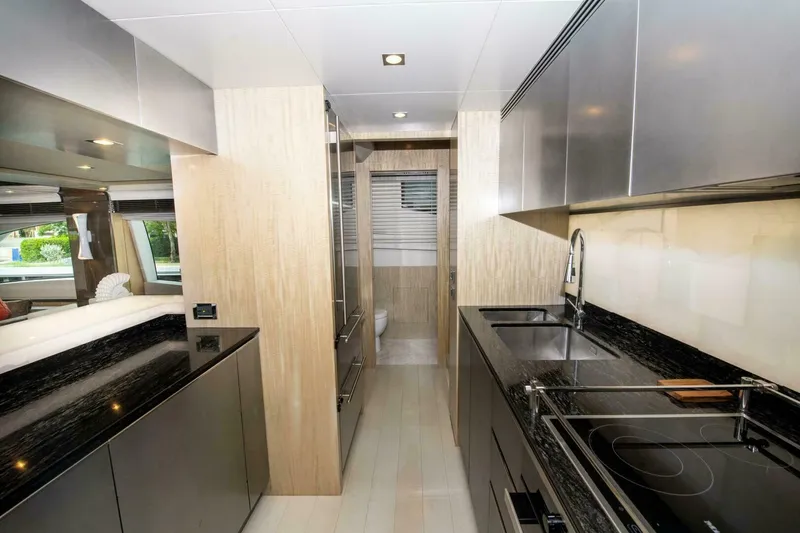 Slide: The Image of Luxurious kitchen interior of 2017 Azimut 84 Flybridge yacht with modern appliances. - 10
