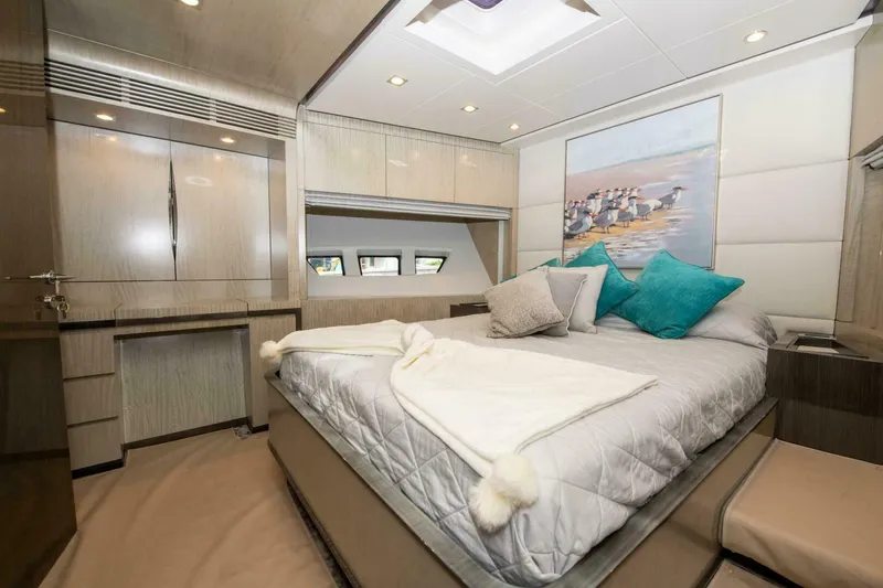 Slide: The Image of Luxurious bedroom interior of 2017 Azimut 84 Flybridge yacht with modern decor. - 16