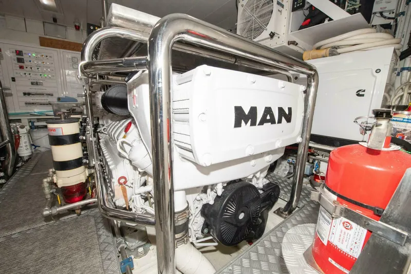 Slide: The Image of Engine room of 2017 Azimut 84 Flybridge yacht with MAN engine and safety equipment. - 33