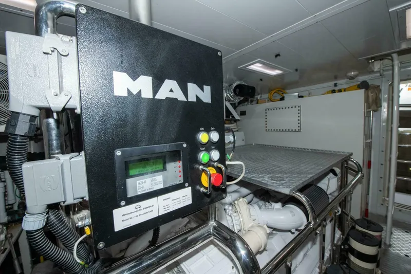 Slide: The Image of Engine room of 2017 Azimut 84 Flybridge yacht with MAN control panel. - 38