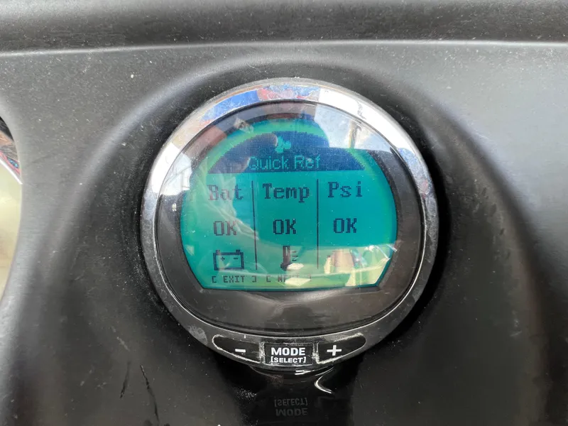 Slide: The Image of Dashboard display of a 2013 Harris FloteBote Sunliner 220 showing boat status indicators. - 20