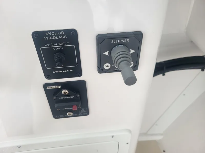 Slide: The Image of Control panel of 2025 Steiger Craft 28 Fisherman with anchor windlass and Sleipner joystick. - 20