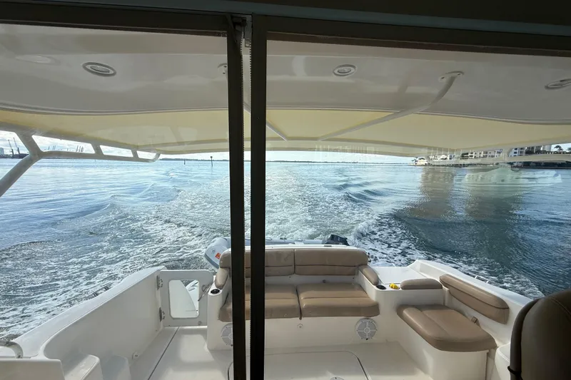 Slide: The Image of Outdoor grill on 2014 Tiara Yachts 4500 Sovran deck. - 16