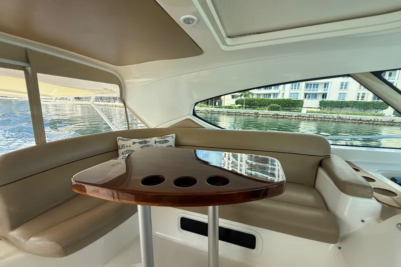 Slide: The Image of Interior of 2014 Tiara Yachts 4500 Sovran with city skyline view. - 22