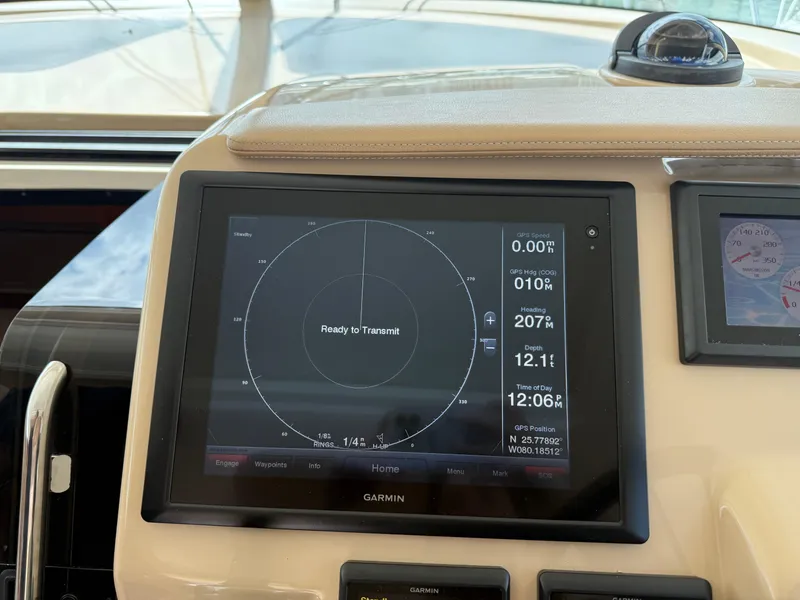 Slide: The Image of Garmin navigation display on 2014 Tiara Yachts 4500 Sovran, showing detailed marine chart. - 31