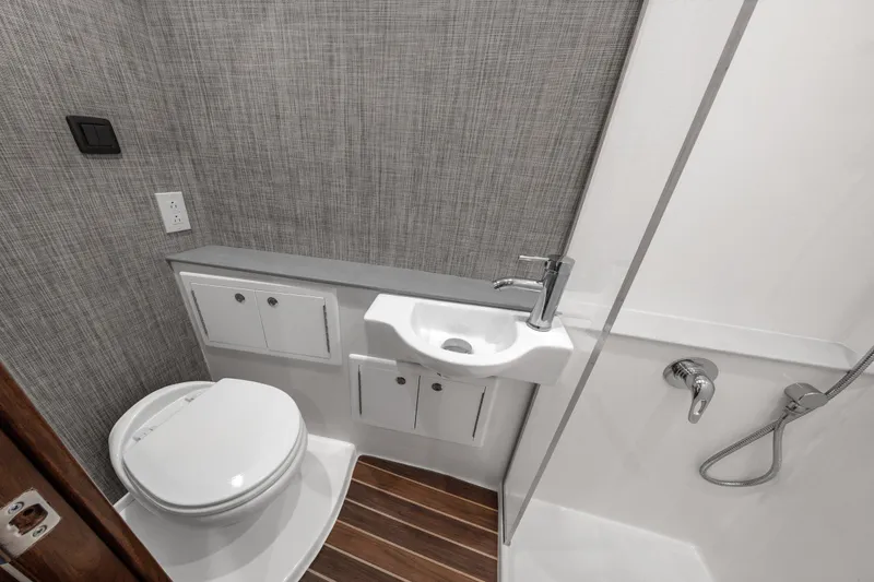 Slide: The Image of Luxurious seating on 2026 Albemarle 45 Carolinian yacht with ocean view. - 14