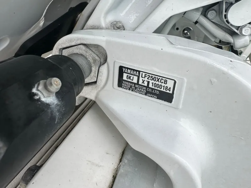 Slide: The Image of Yamaha LF250XCB engine detail on 2022 Tidewater 280 CC Adventure boat. - 27
