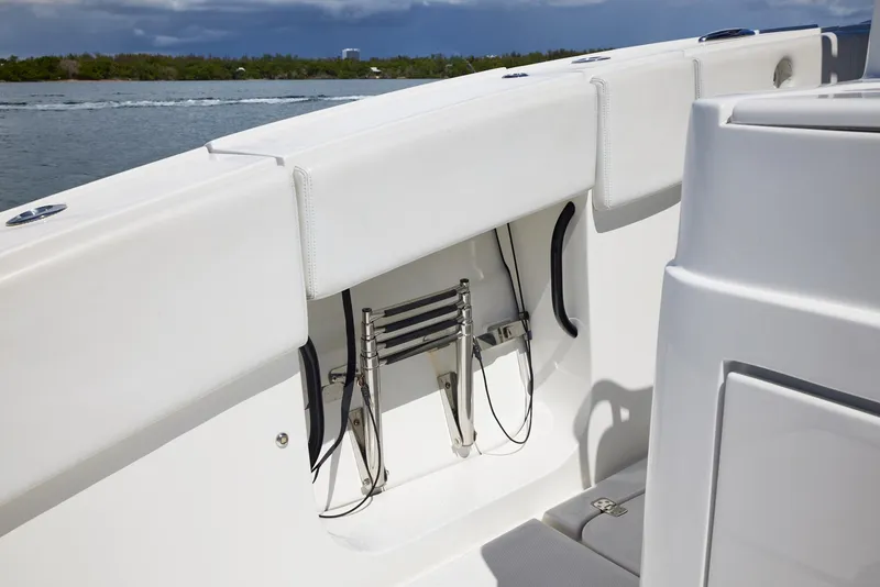 Slide: The Image of 2016 Midnight Express 43' Open boat interior with ladder detail. - 29