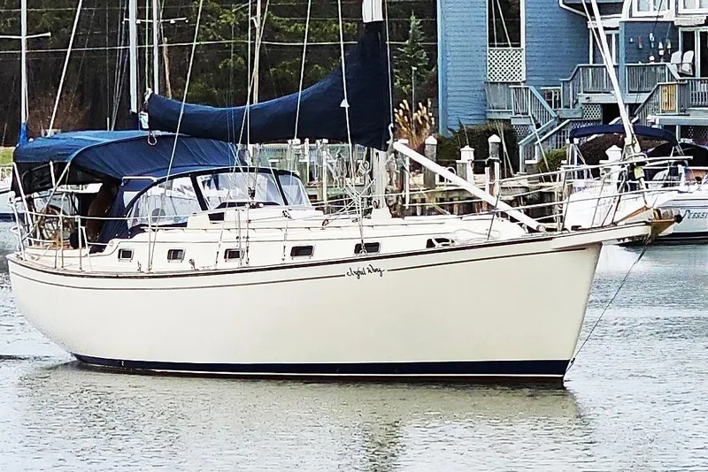 The Image of 1988 Island Packet 38 sailboat docked in harbor. - 0