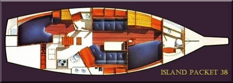 Slide: The Image of Floor plan of a 1988 Island Packet 38 sailboat interior layout. - 13