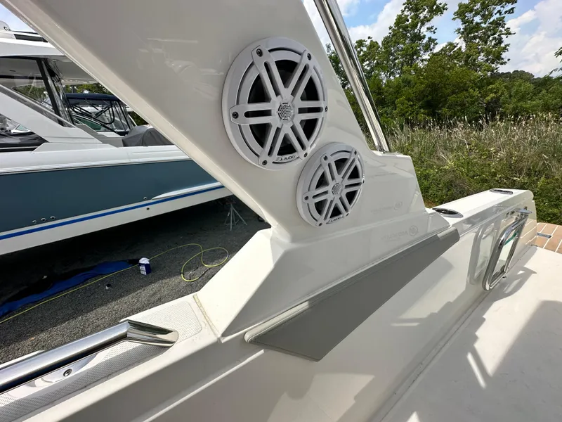 Slide: The Image of 2025 Tiara Yachts 34 LS boat speakers and deck, showcasing modern design and craftsmanship. - 29