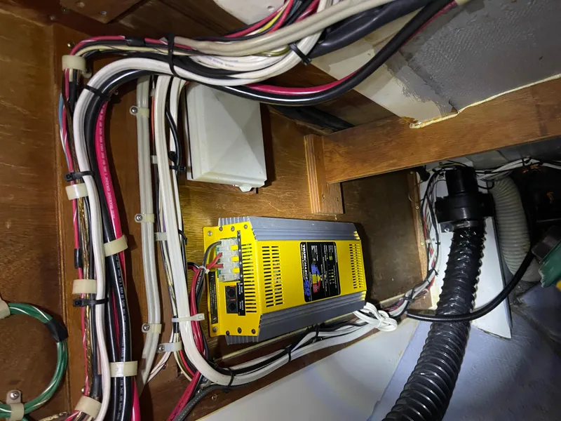 Slide: The Image of Electrical wiring and components inside a 1980 Hinterhoeller Niagra boat. - 25