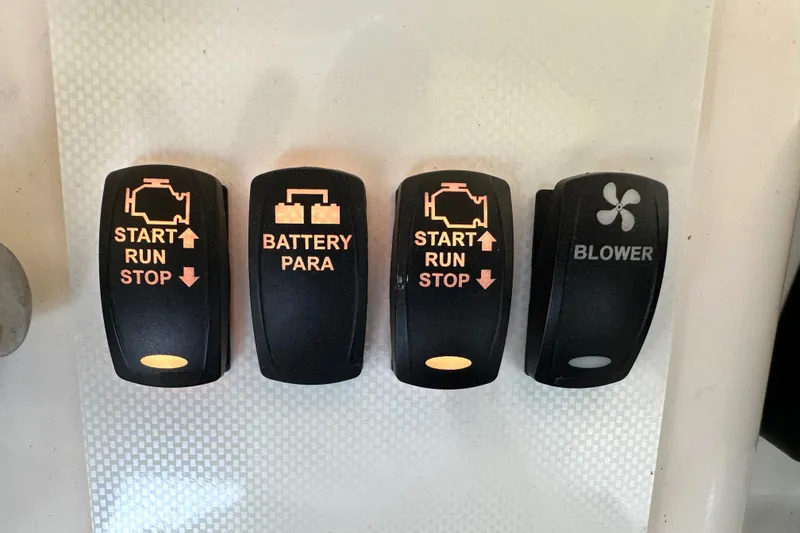 Slide: The Image of Garmin navigation system on 1997 Sea Ray 370 Express Cruiser dashboard. - 13