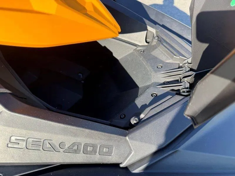 Slide: The Image of 2018 Sea-Doo Spark 3up, close-up of storage compartment and branding. - 31