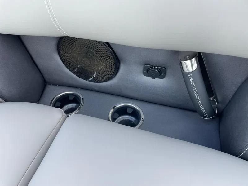 Slide: The Image of 2023 Barletta Lusso 25UCA interior with cup holders and speaker. - 37