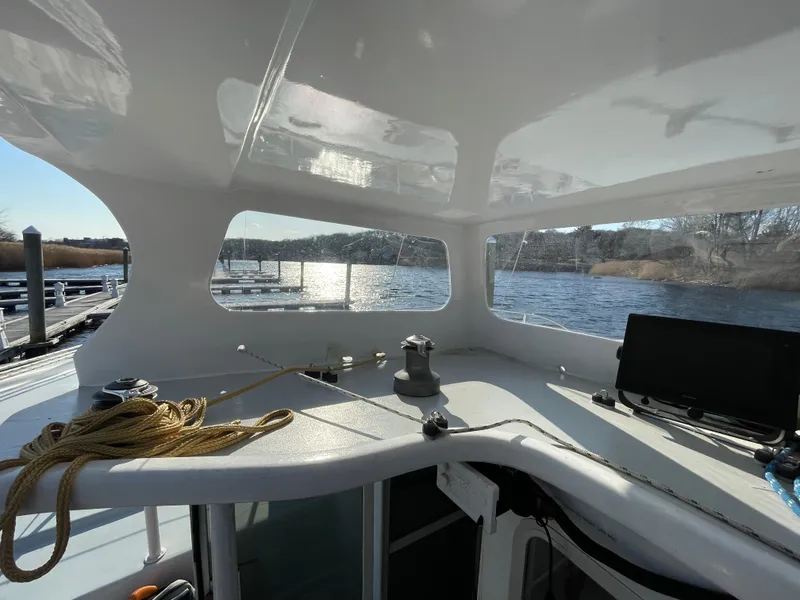 Slide: The Image of Interior view of 1991 Crowther Custom 46 yacht with ropes and equipment. - 18