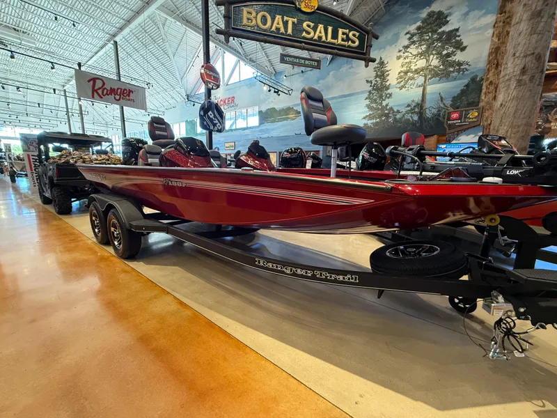 The Image of 2025 Ranger RT188P boat on display at a boat sales showroom. - 0